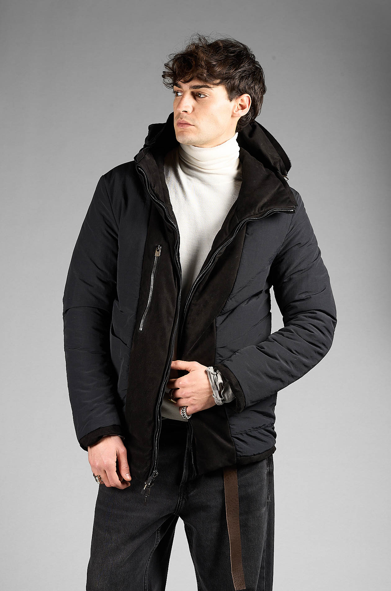 DANIELE BASTA LEATHER AND SILVER JACKET